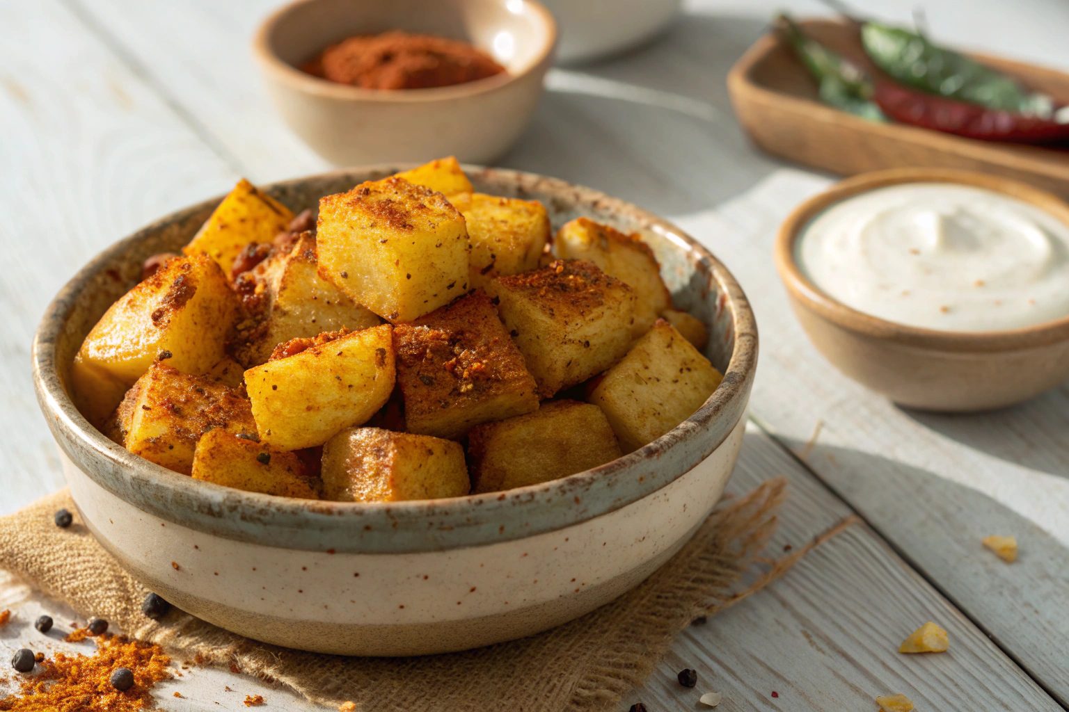 Patatas fritas al curry en freidora de aire - air fryer