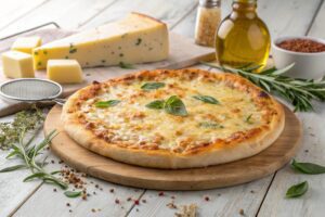 Pizza 4 quesos en freidora de aire