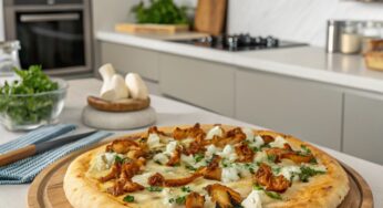 Pizza de setas y salsa roquefort con Thermomix