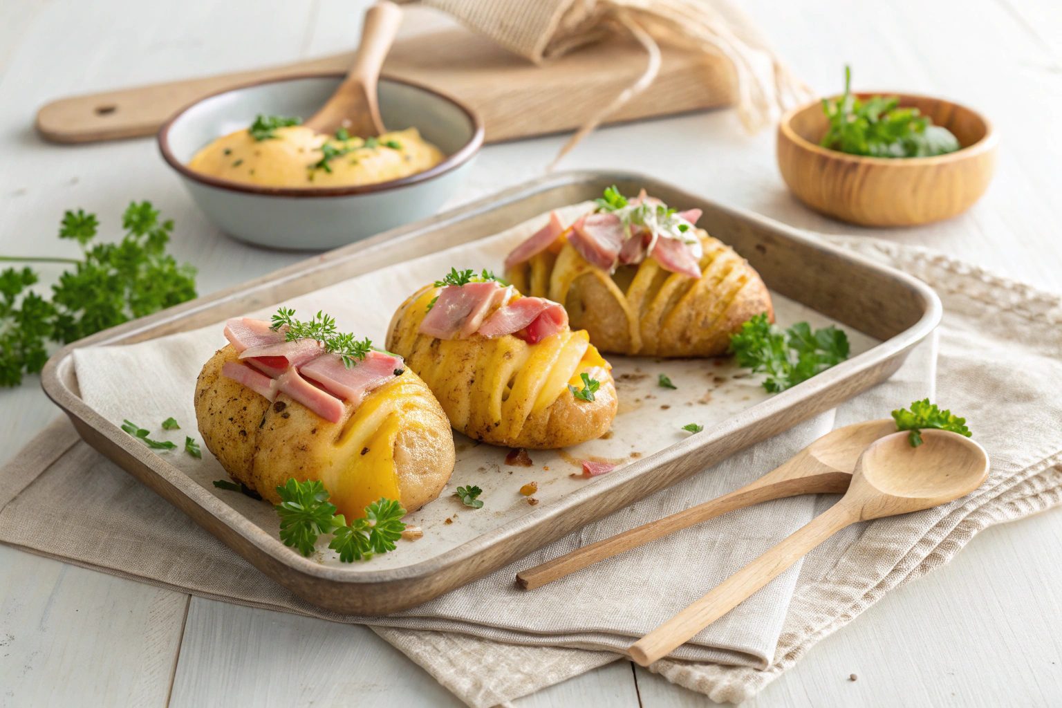 patatas rellenas de jamon y queso en freidora de aire