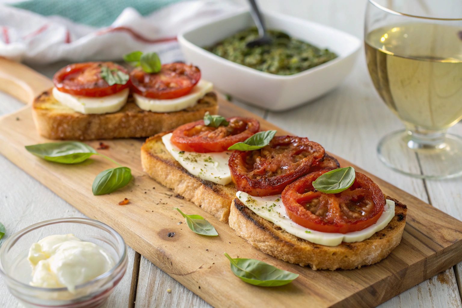 Tostas crujientes de tomate asado y mozzarella en freidora de aire - airfryer