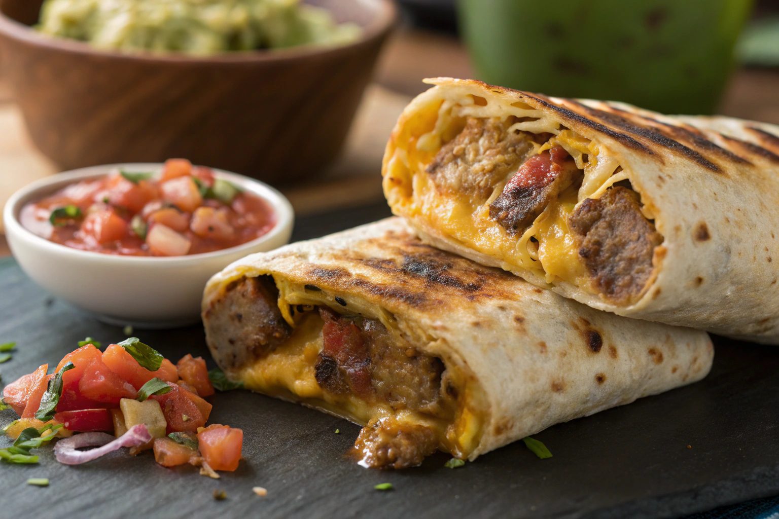 Burrito de salchicha y tortilla en freidora de aire - airfryer