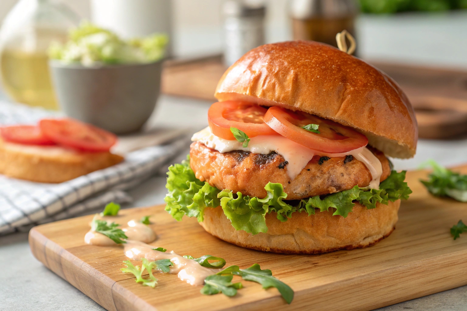 hamburguesa de salmon con freidora de aire - airfryer