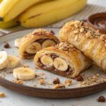 Cañas de hojaldre rellenas de plátano y crema de avellana con freidora de aire - air fryer
