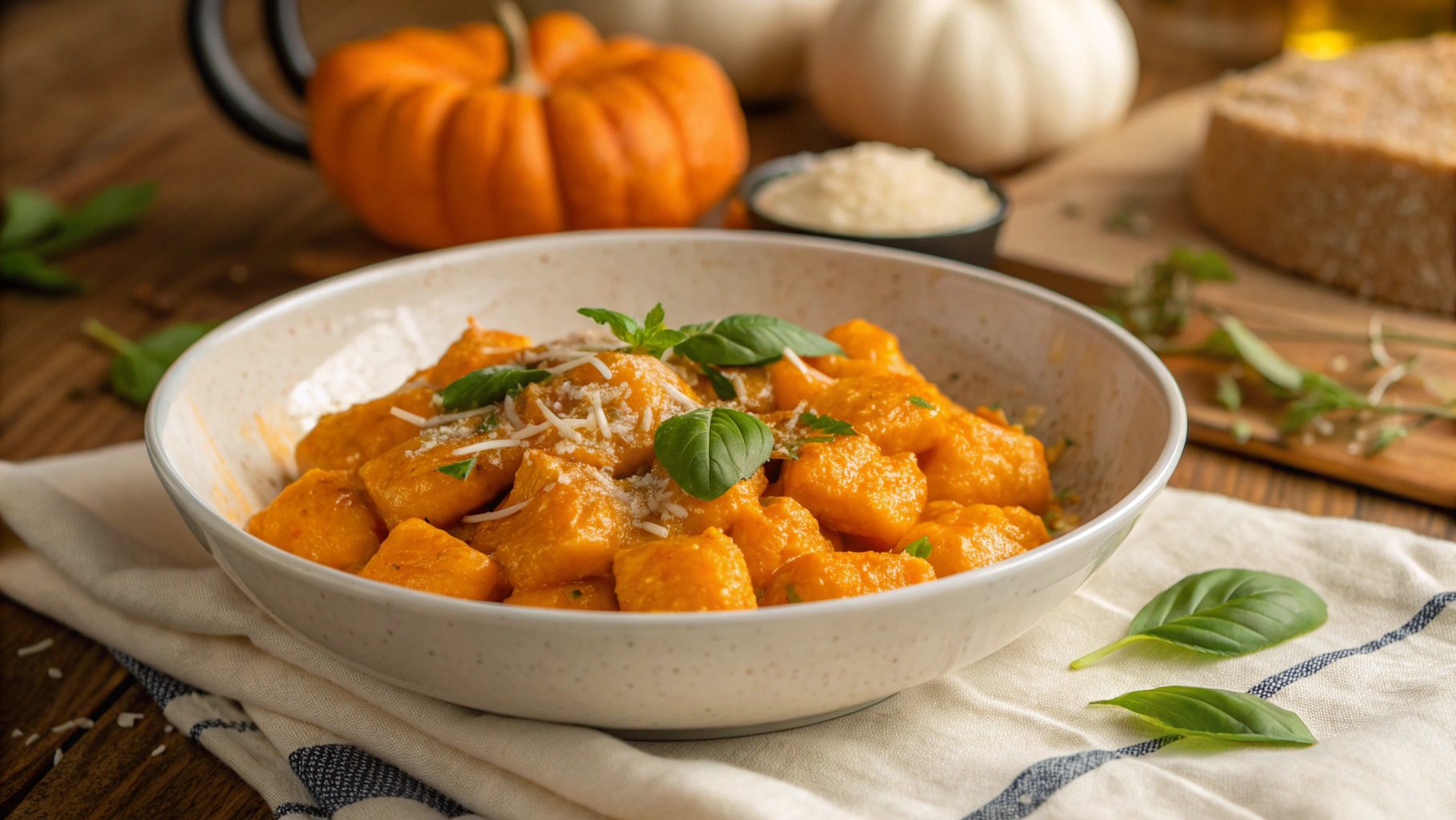 Gnocchi con crema de calabaza en Airfryer