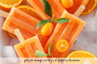 polos de naranja con trozos de fruta con thermomix