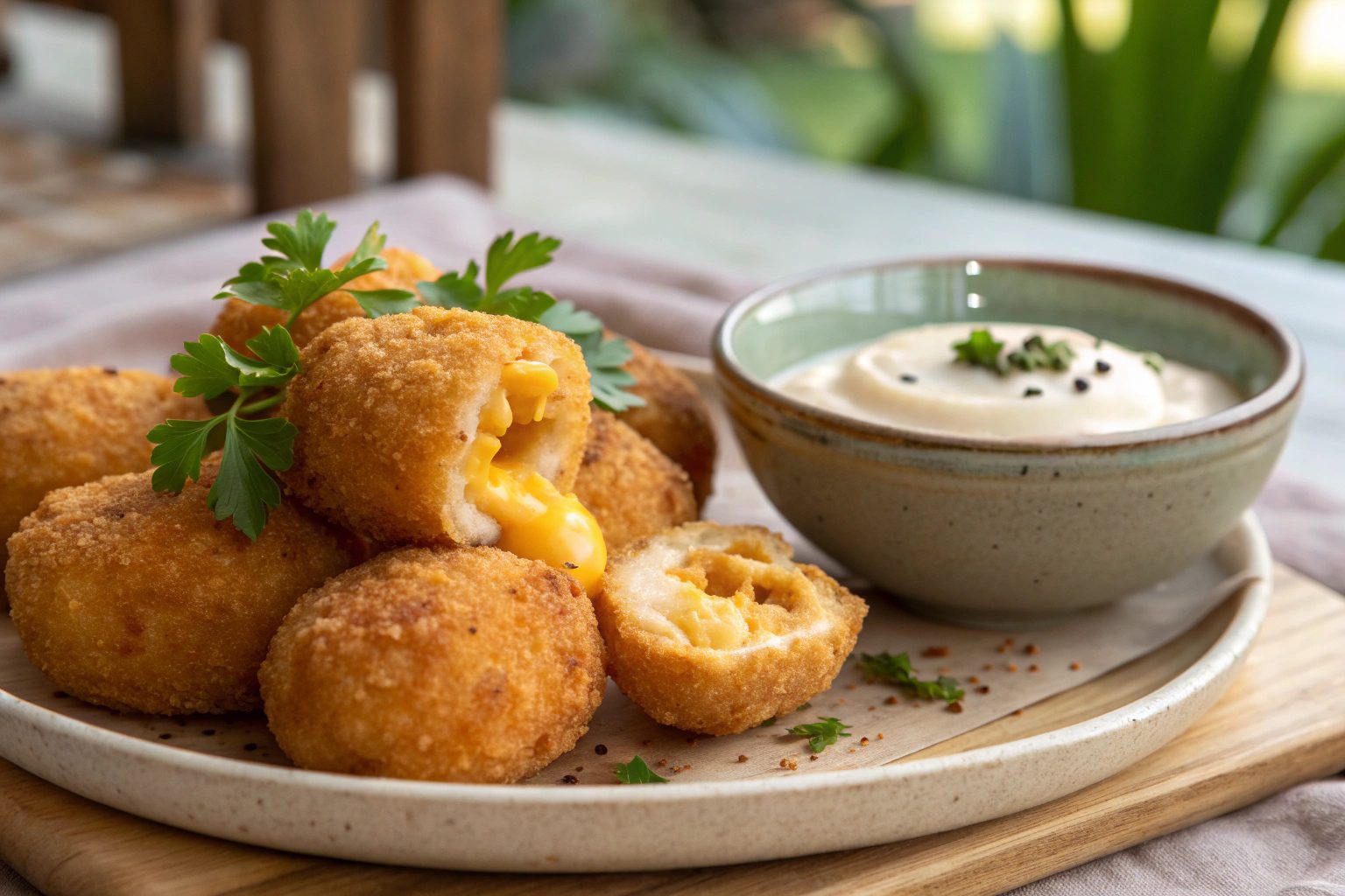 Croquetas de coliflor con cheddar y parmesano crujientes en freidora de aire