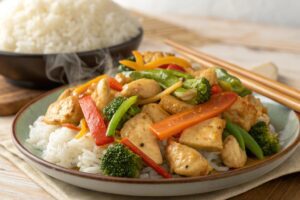 Pollo hibachi crujiente y jugoso en freidora de aire