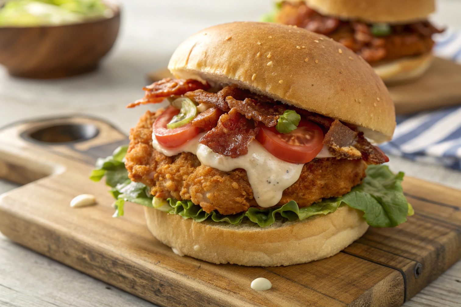 Hamburguesa de pollo crujiente en freidora de aire