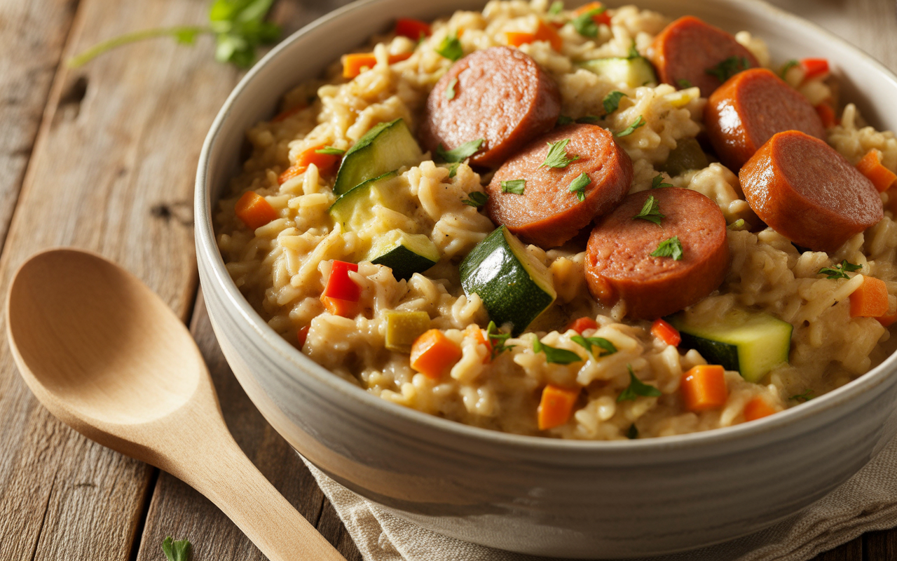 Arroz Meloso con Verduras y Salchicha en Thermomix