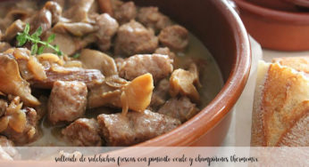 salteado de salchichas frescas con champiñones con thermomix