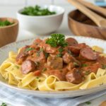 Stroganoff con Salchicha Alemana en Thermomix