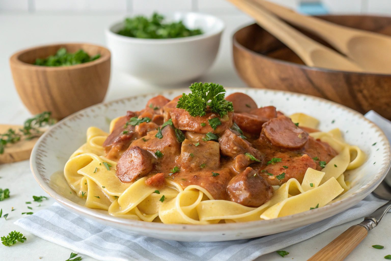 Stroganoff con Salchicha Alemana en Thermomix