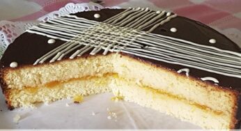 tarta sacher con bizcocho  blanco con thermomix