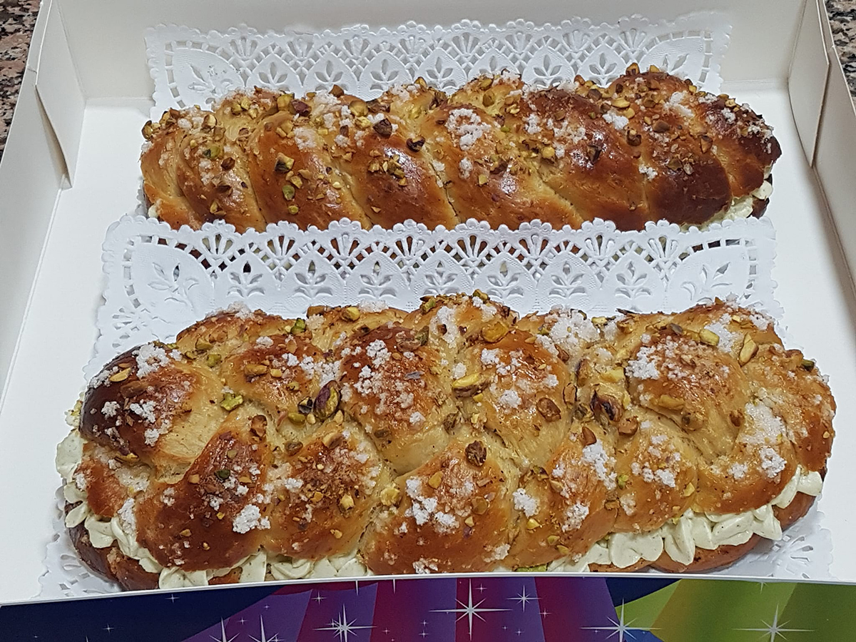 Trenza de roscon de pistachos con thermomix 