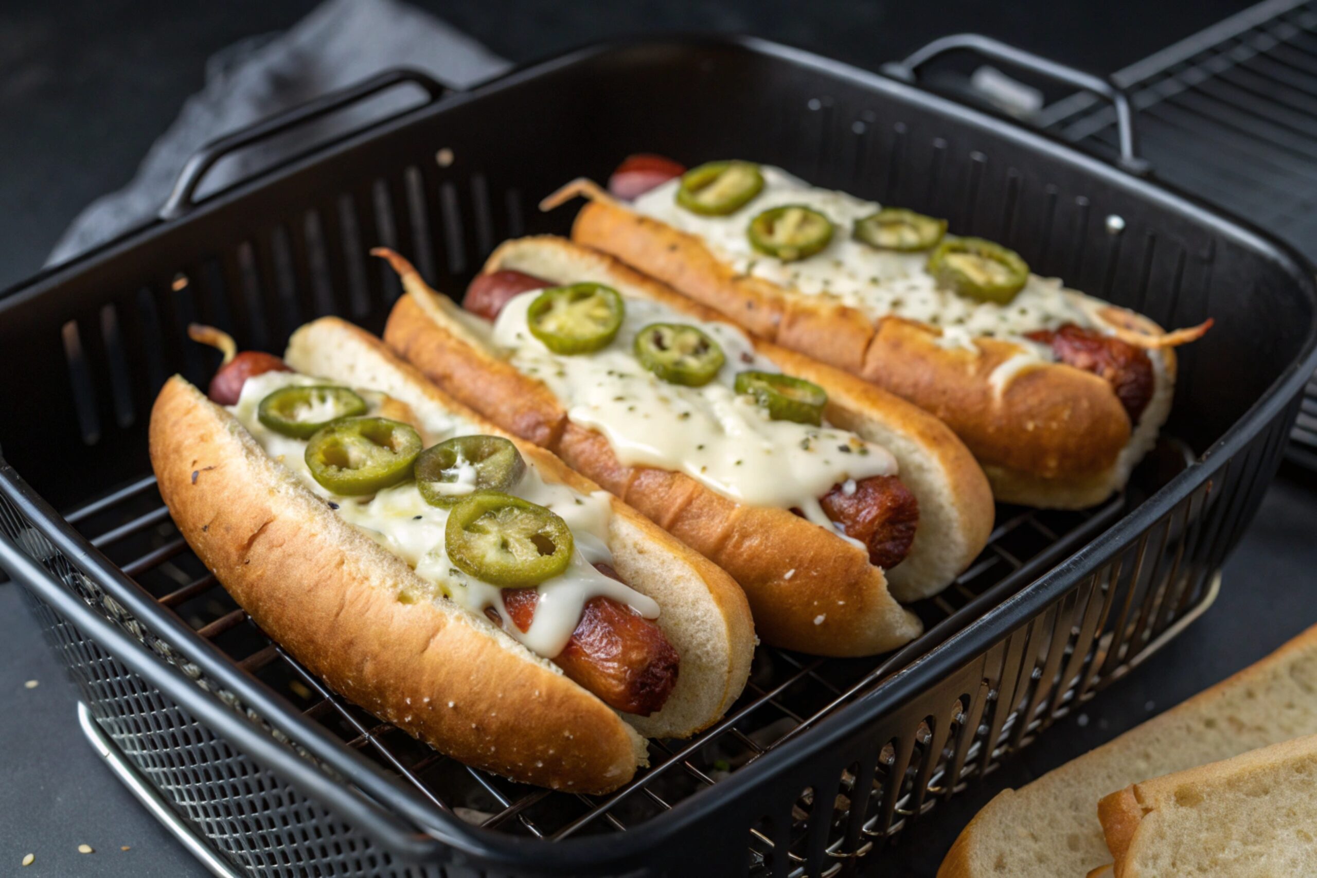 Hot Dogs Picantes con Extra de Queso en Freidora de Aire - airfryer