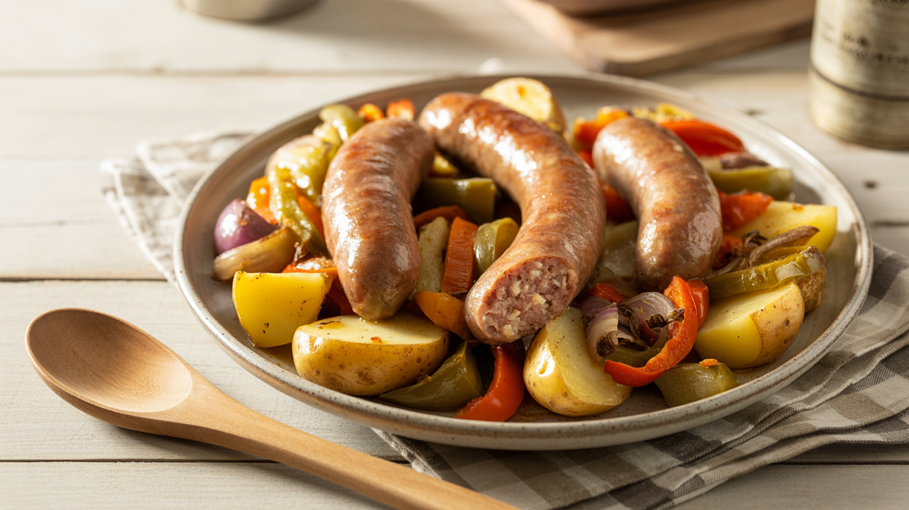 Salchichas con verduras en freidora de aire - airfryer