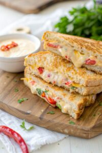 Sándwich Tostado de Crema de Queso con Pimiento con freidora de aire