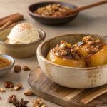 Manzanas caramelizadas con canela y nueces en freidora de aire