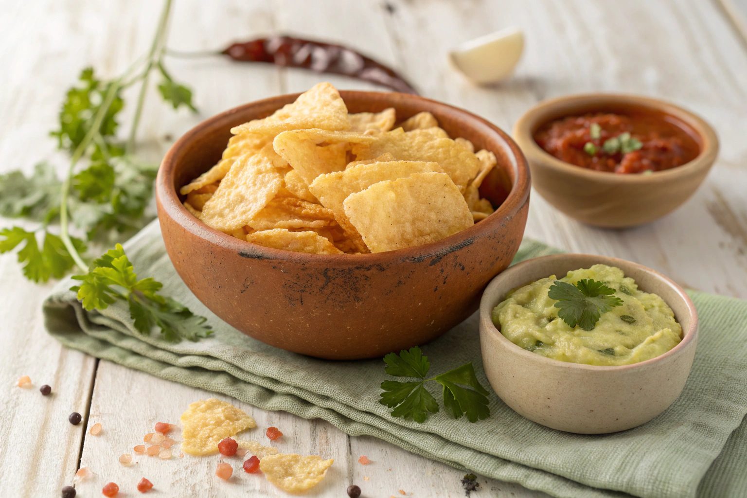 Chips de arroz crujientes en freidora de aire