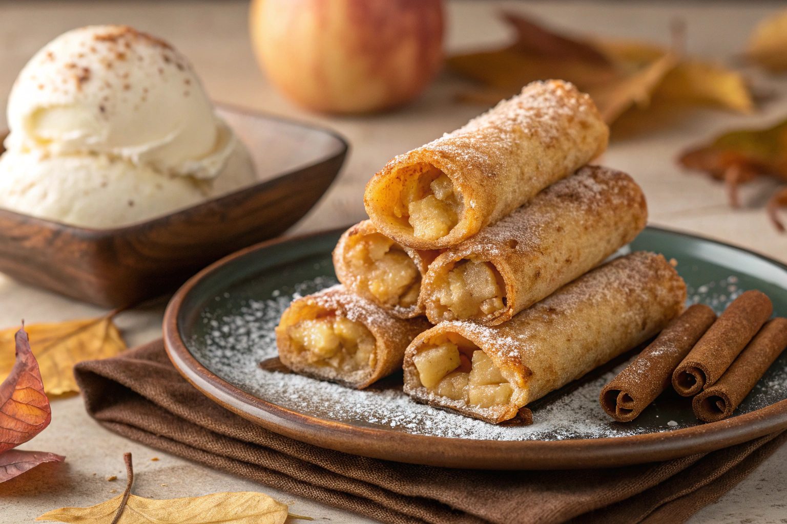 Taquitos crujientes de manzana en freidora de aire