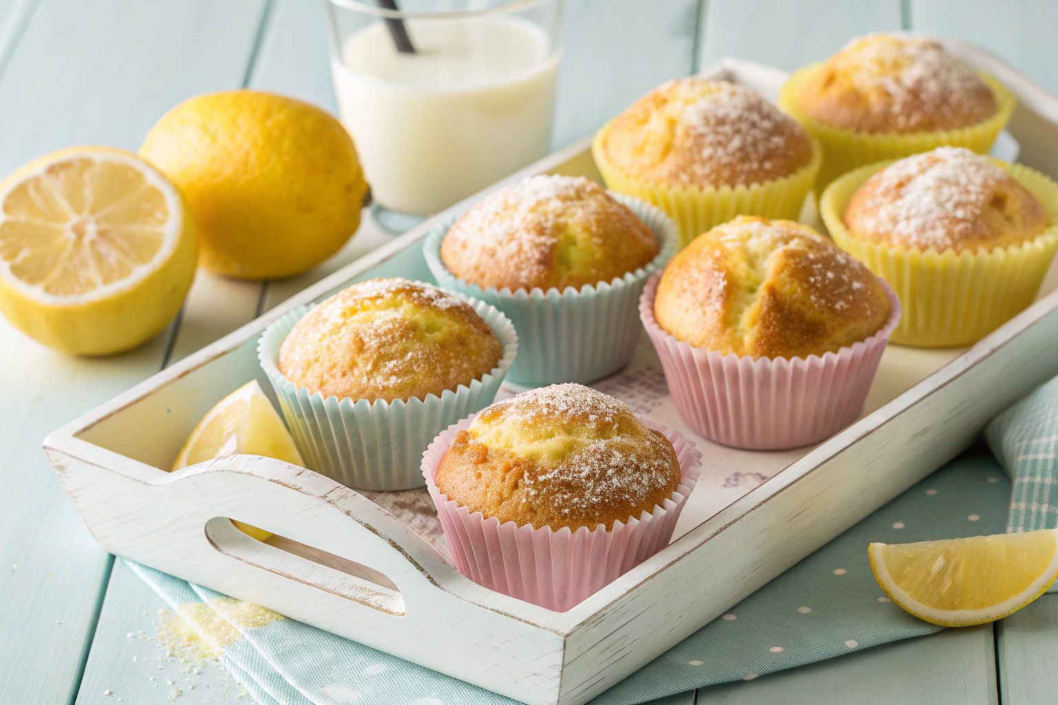 Magdalenas de limón esponjosas y doradas en freidora de aire - airfryer