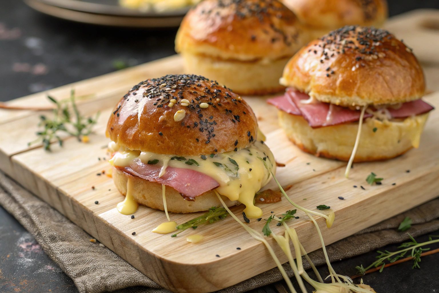 Mini hamburguesas de jamón y queso en freidora de aire