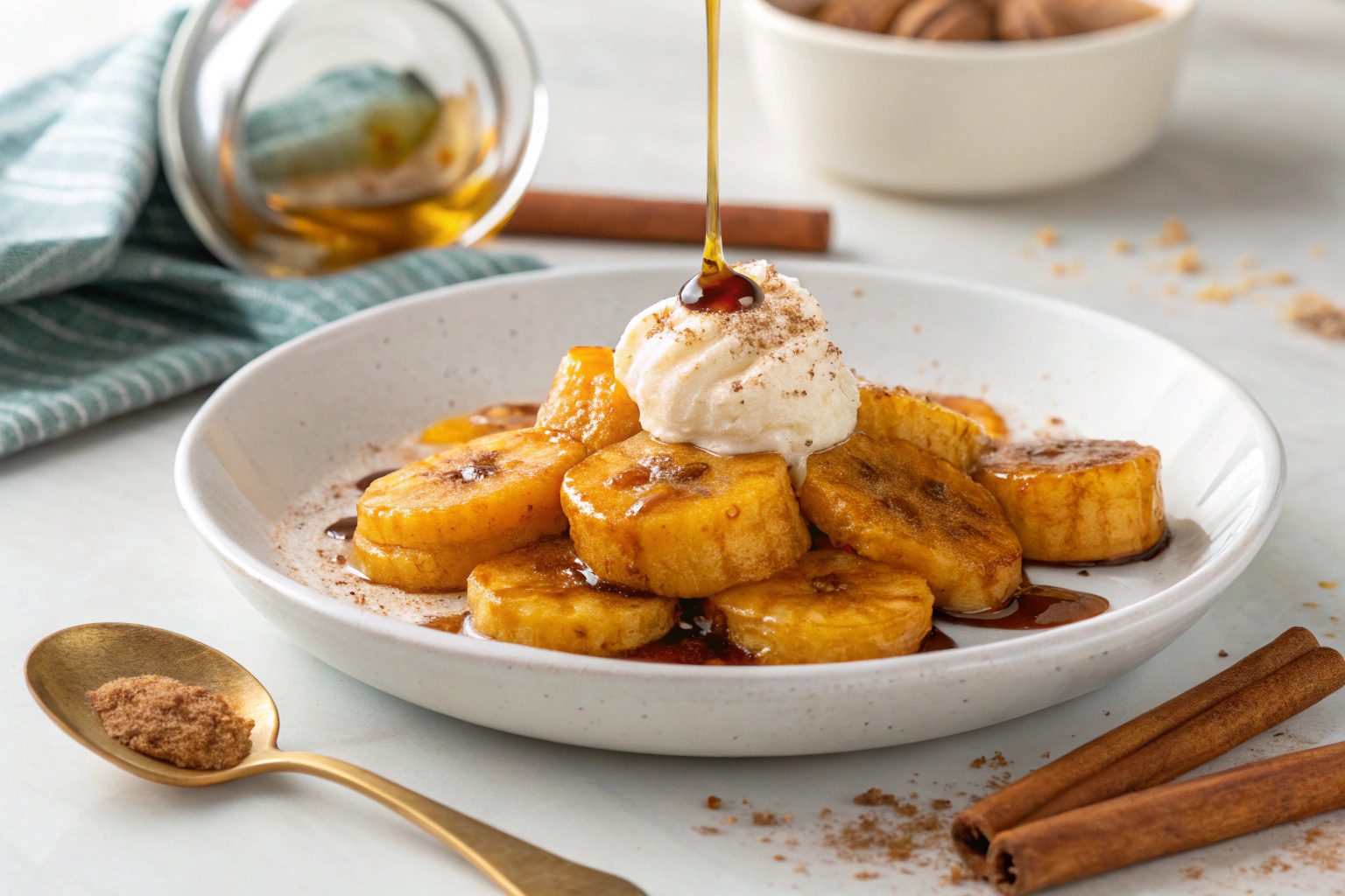 Plátanos caramelizados con mascarpone y canela con freidora de aire – air fryer