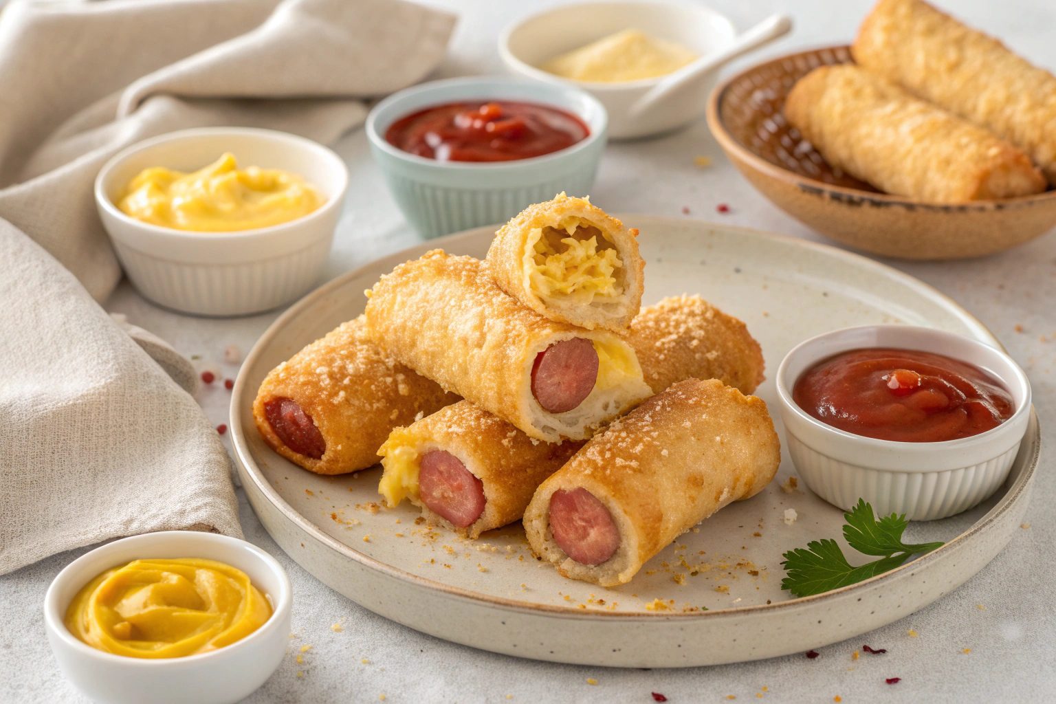 Rollitos de salchicha en hojaldre con freidora de aire