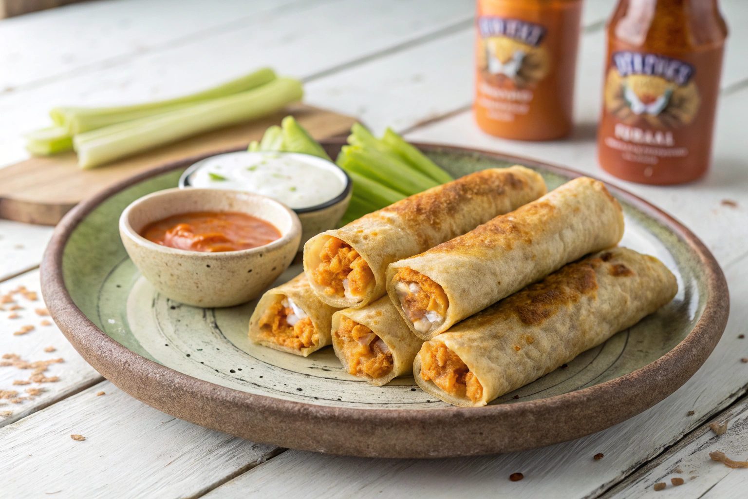 Flautas de pollo búfalo en freidora de aire