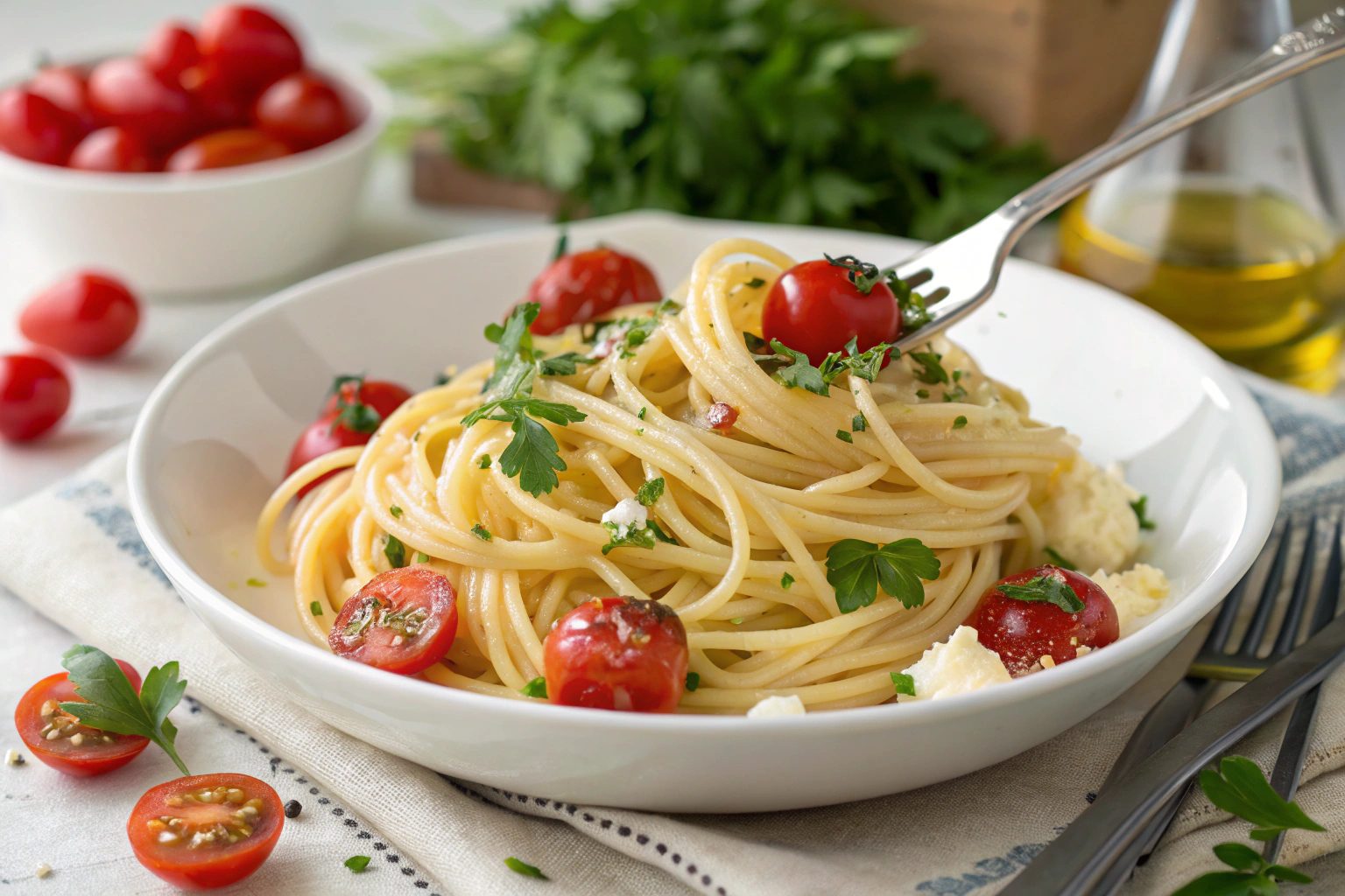 Espaguetis con feta en freidora de aire