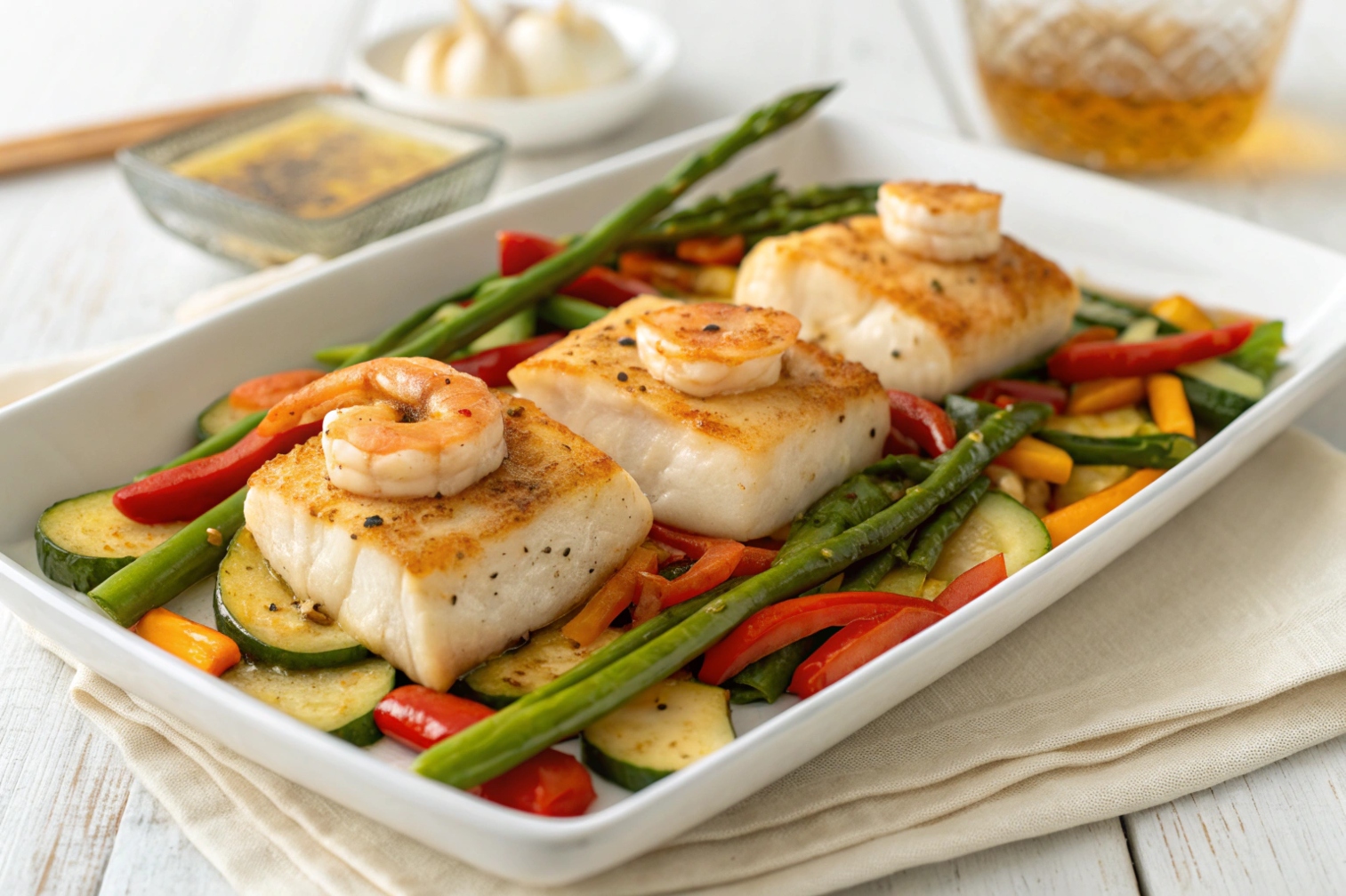 Rape con verduras en freidora de aire - air fryer