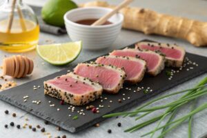 Filetes de atún en freidora de aire