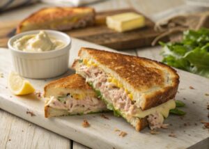 Sándwich de crema de atún en freidora