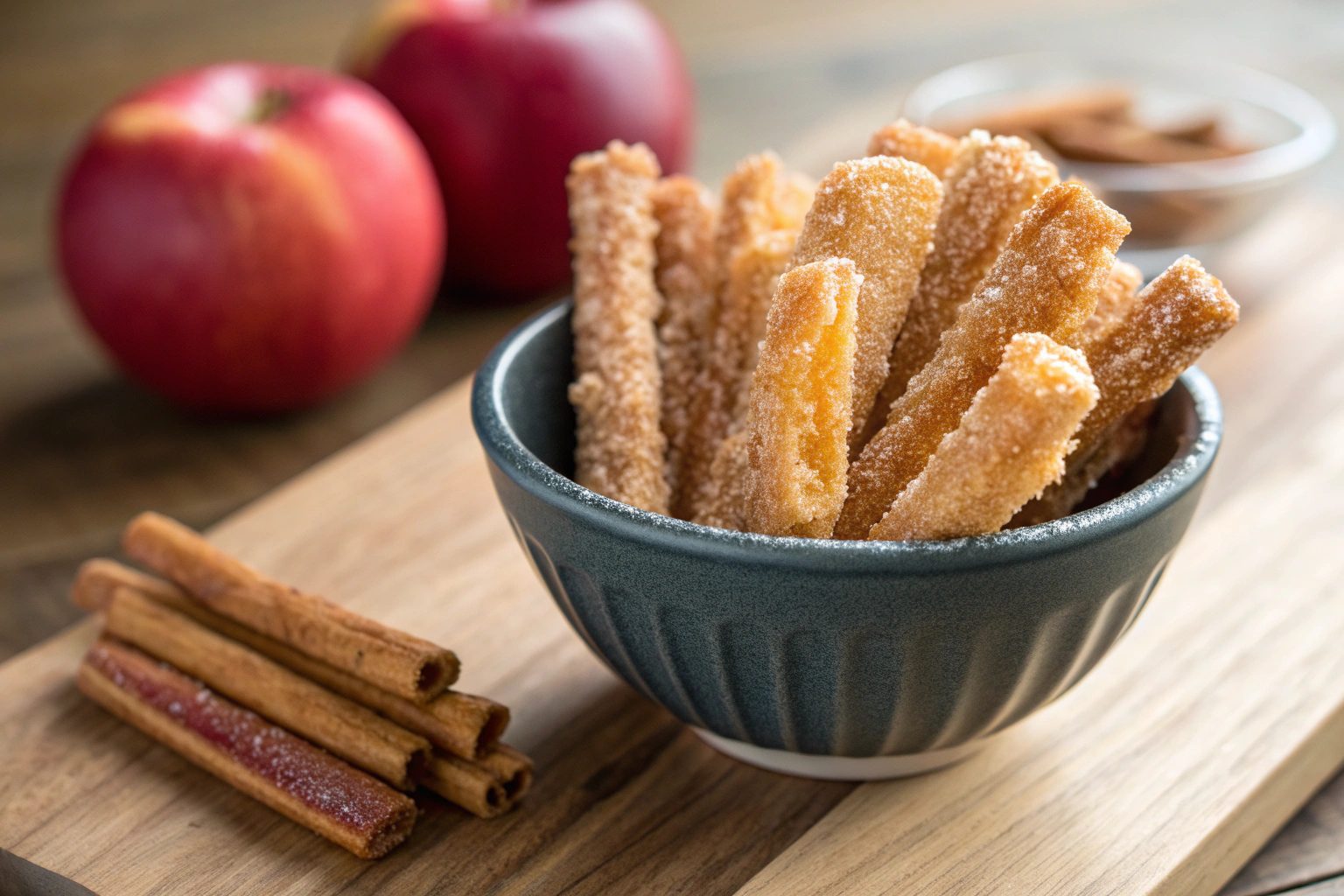 Patatas fritas de manzana en freidora de aire