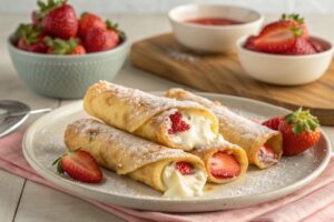 Rollitos Crujientes de Tarta de Queso y Fresas en Freidora de Aire