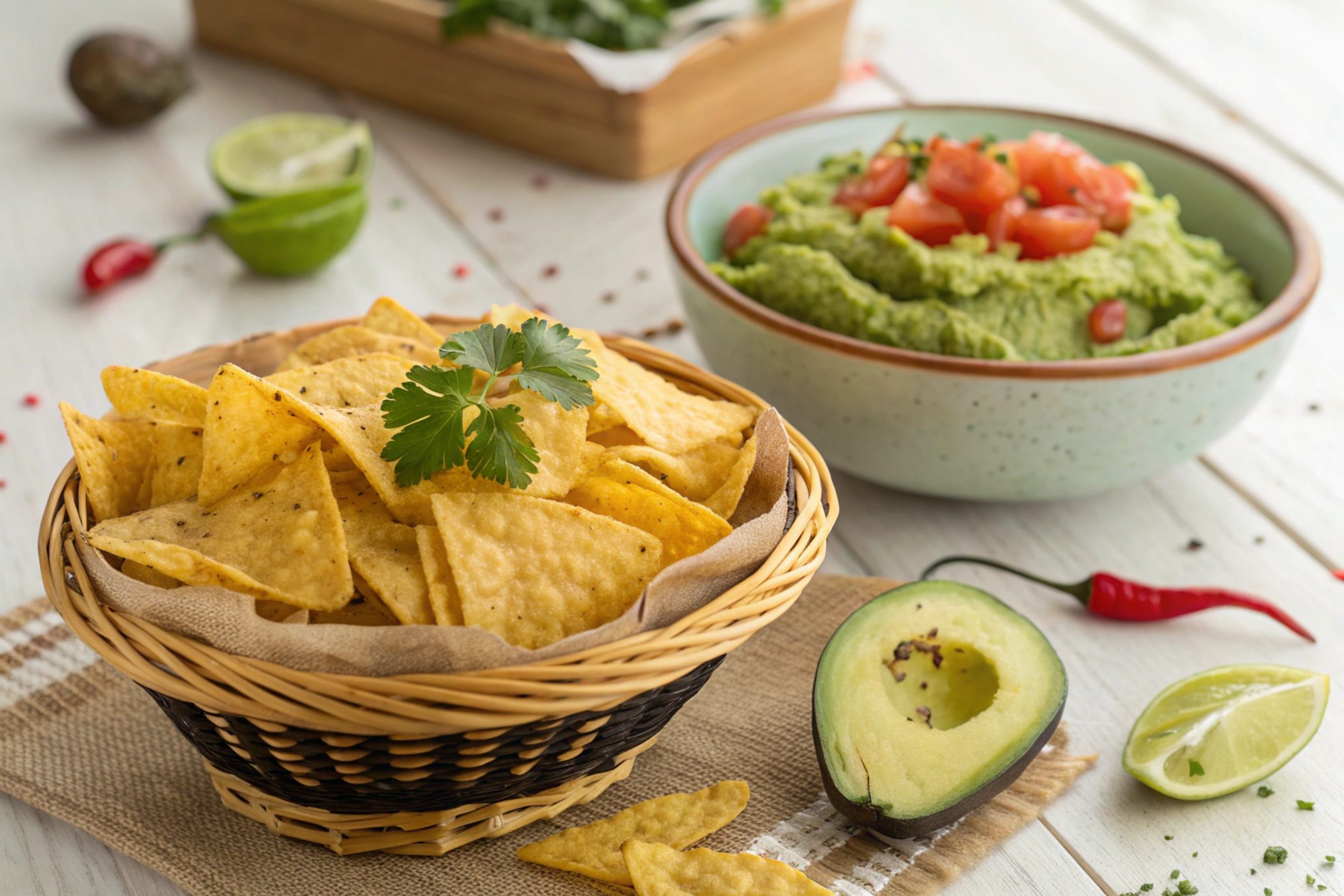 Nachos crujientes con guacamole casero en freidora de aire - air fryer