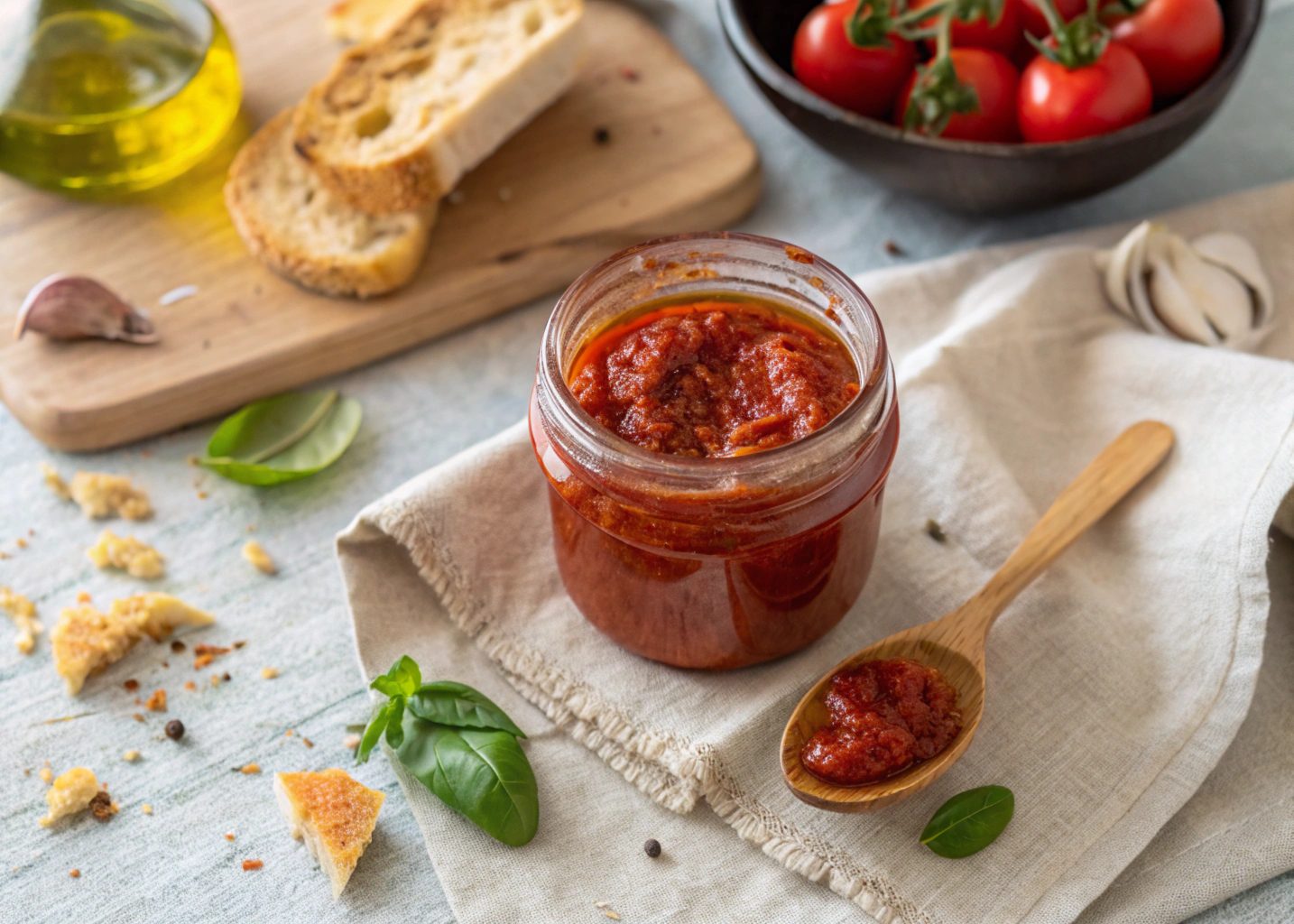 Tomate frito casero con albahaca en Thermomix