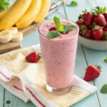 smoothie de fresa y plátano con menta con thermomix