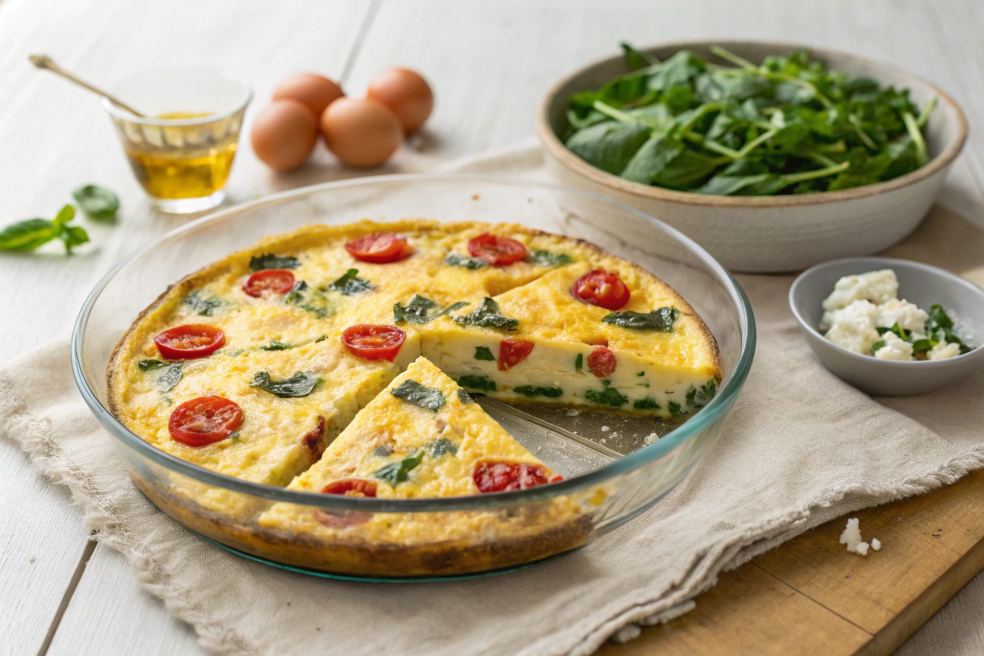Frittata Mediterránea de espinaca y feta en freidora de aire - airfryer