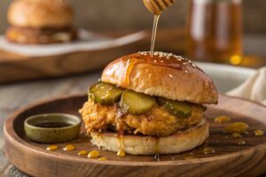 Hamburguesa Americana de Pollo Picante con Miel en Freidora de Aire