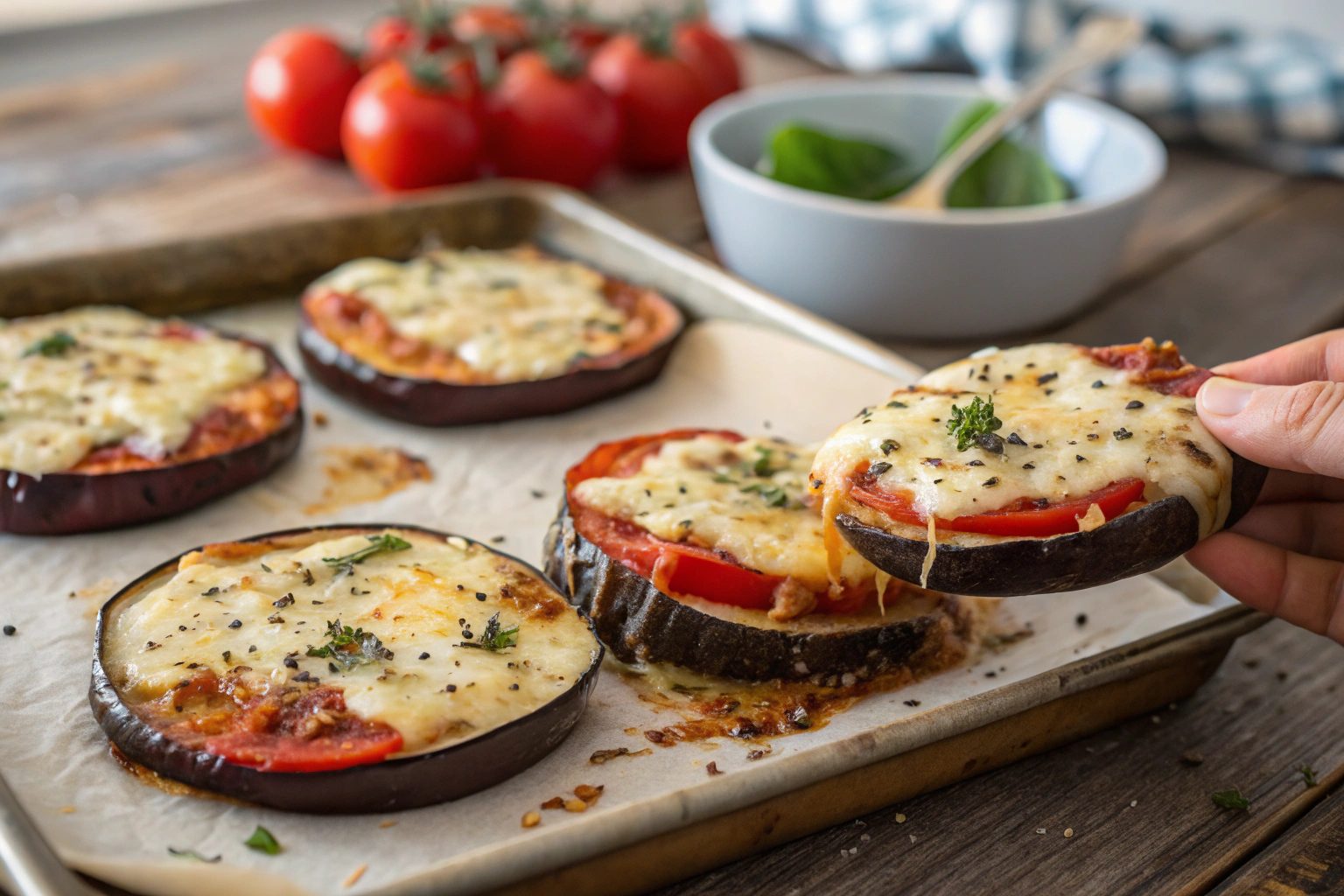 Mini pizzas de berenjena en freidora de aire - airfryer
