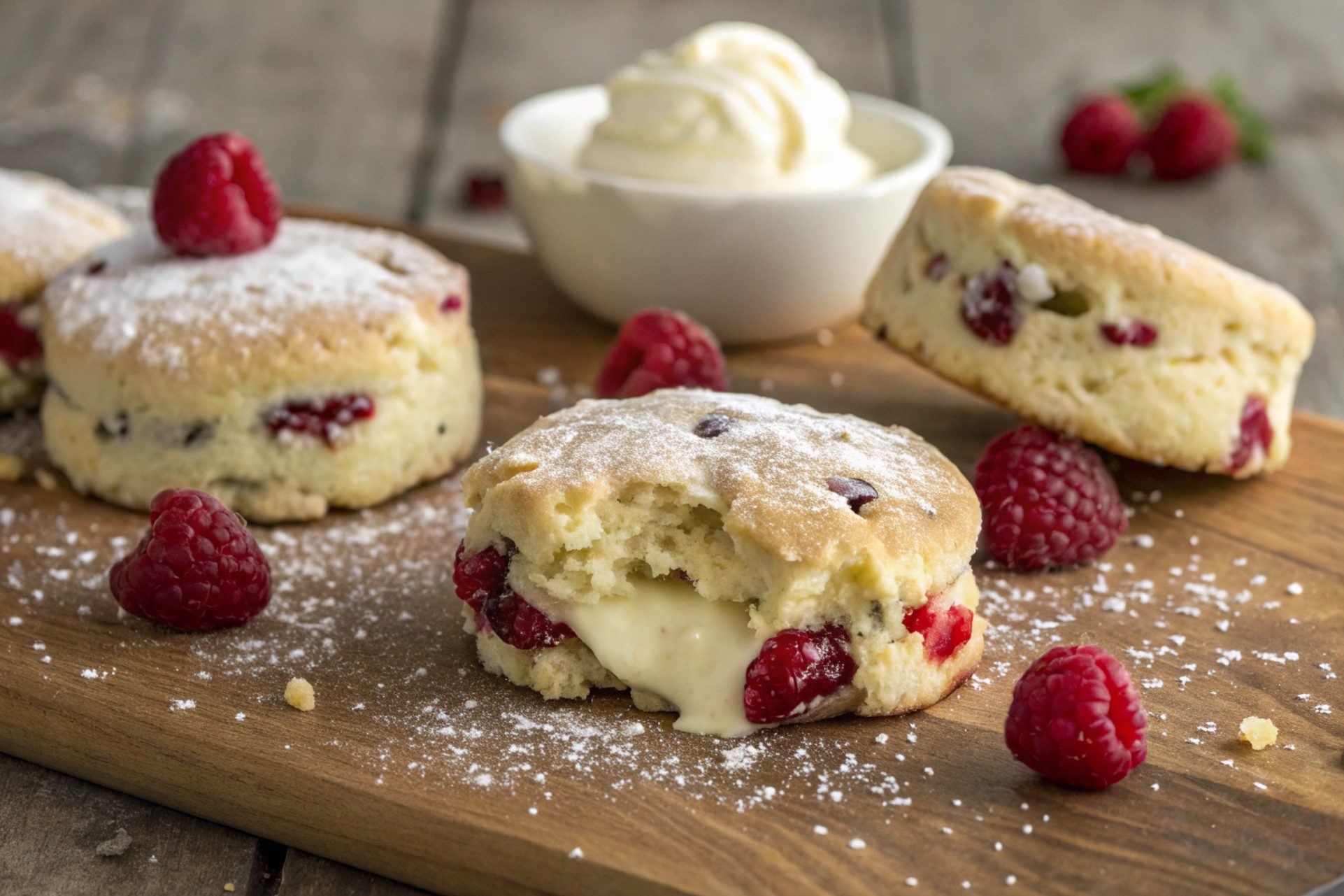 Scones de chocolate blanco y frambuesa en freidora de aire - air fryer