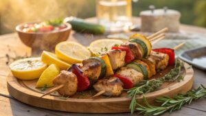Brochetas Mixtas con Vegetales en Freidora de Aire