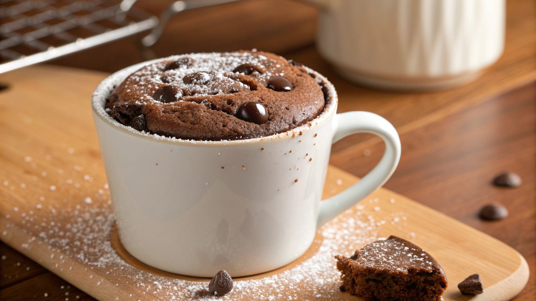 Bizcocho a la taza de chocolate en freidora de aire