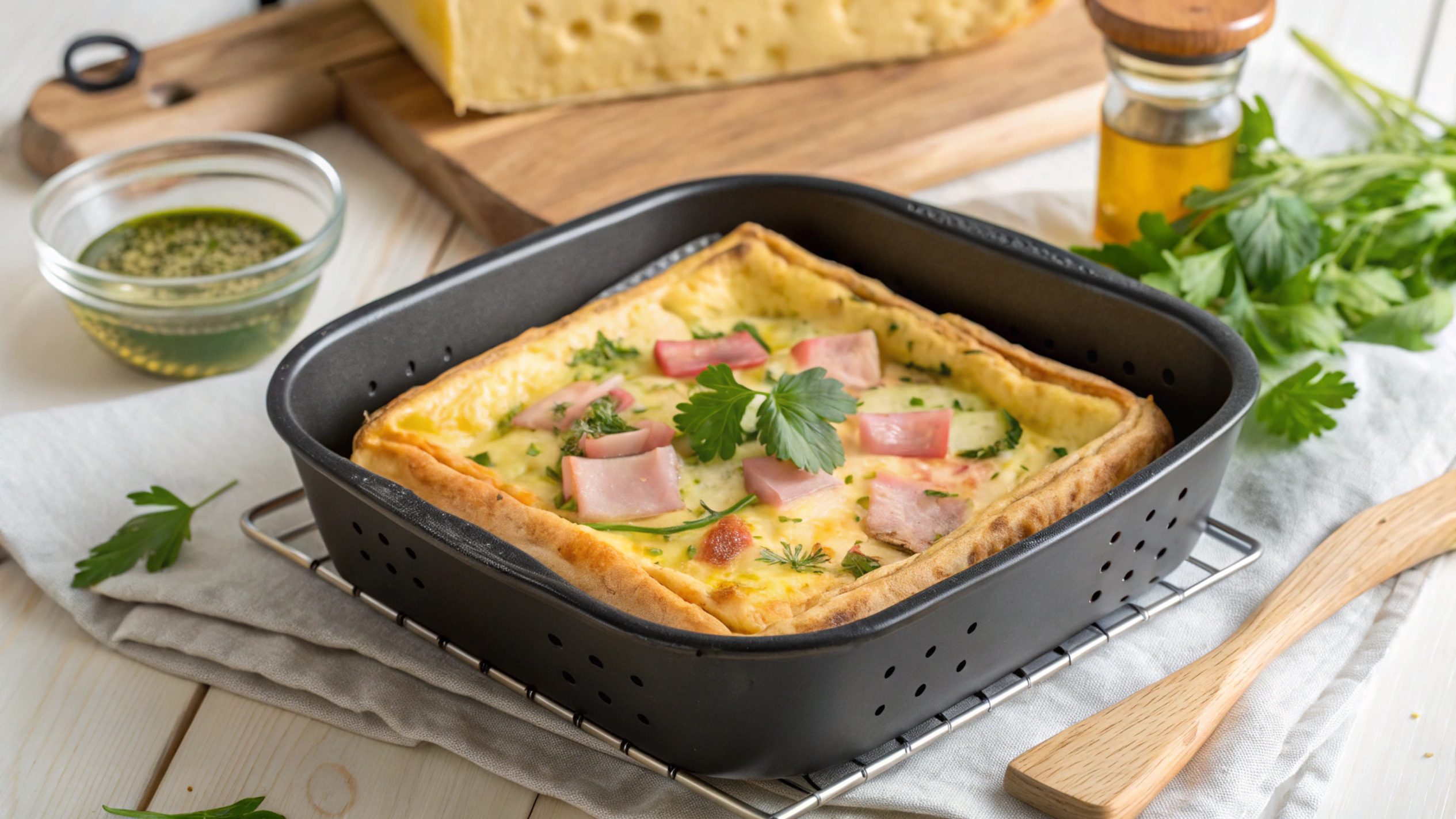 Tortilla de calabacín, jamón y queso en freidora de aire - airfryer