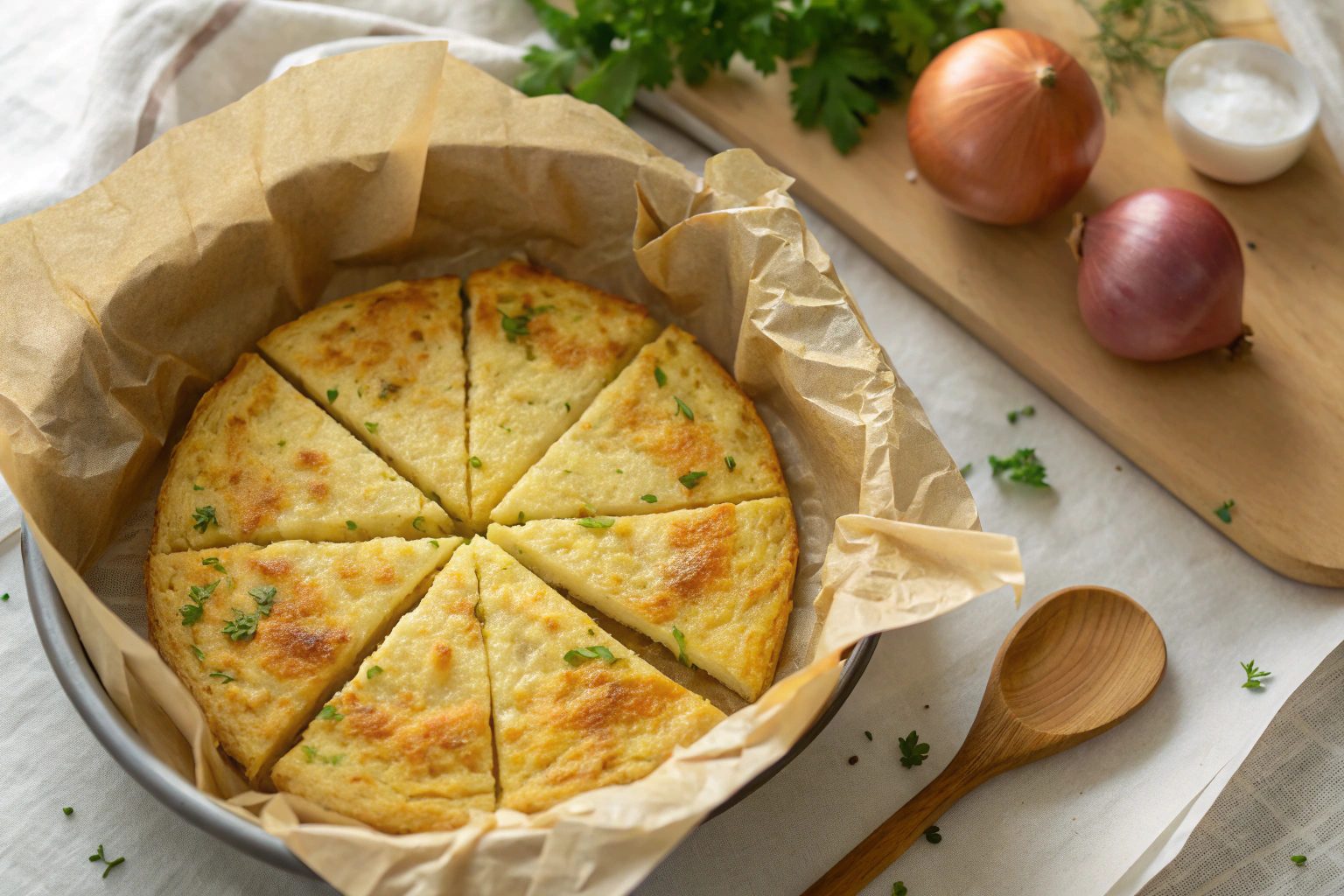 Frittata de patatas y cebolla con freidora de aire - airfryer