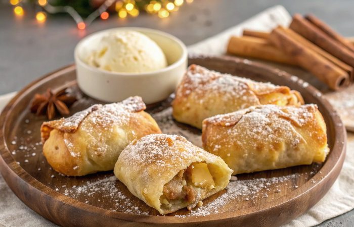 Rollitos de pastel de manzana navideños